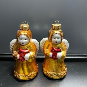 Glass Pair Of Angel’s From G & D  Vintage 4” Gold Gown